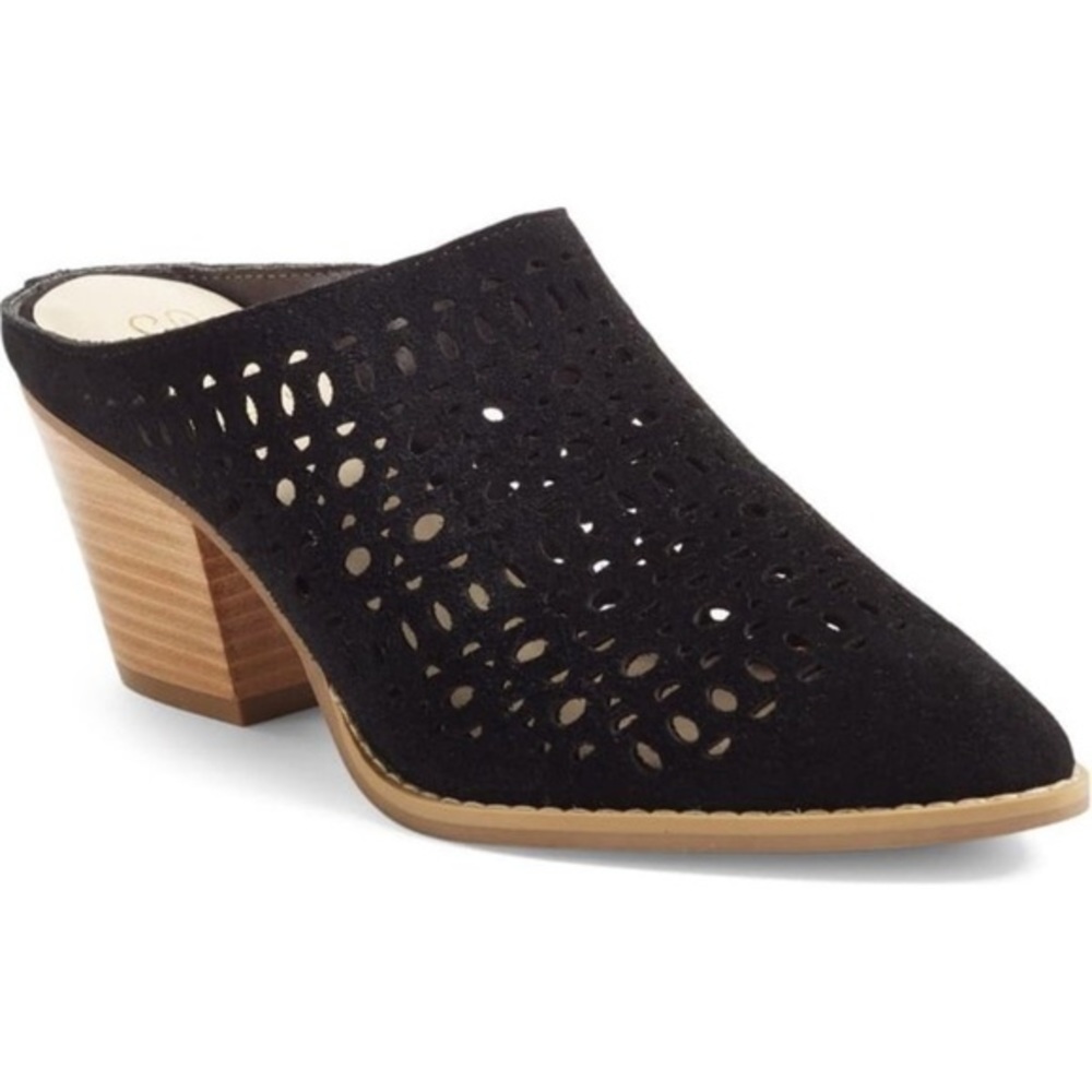 Seychelles Black Cutout Mule Slide Backless Sz 9.5